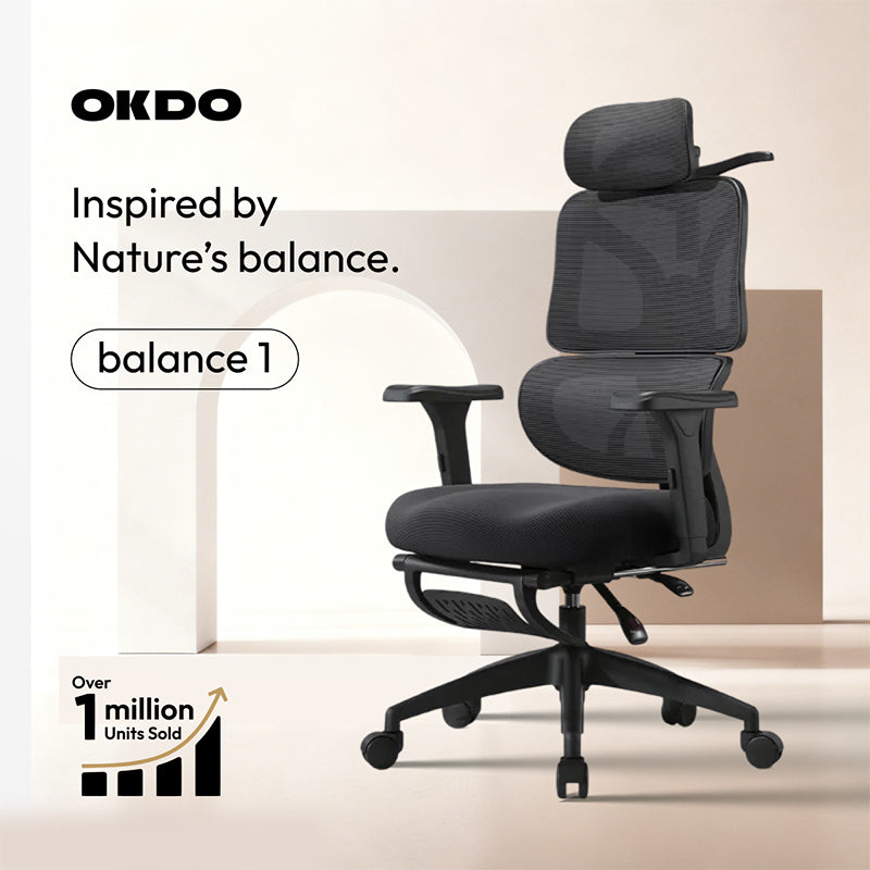 OKDO Balance I Ergonomic Office and Gaming Chair with 3D Armrests – product view
