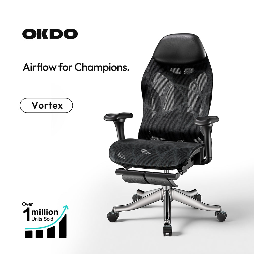 OKDO Vortex Ergonomic Chair with FlexDragon Adaptive Mesh – product view