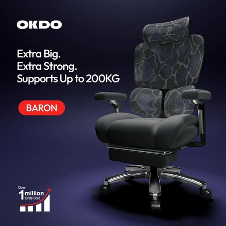 OKDO BARON Heavy-Duty Ergonomic Chair with Extra-Wide Frame – product view