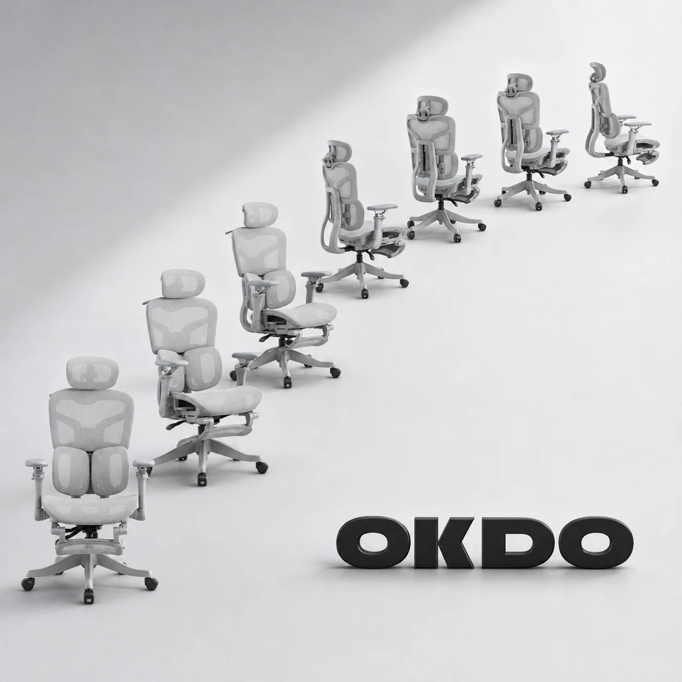 OKDO VARI S950 ergonomic chair shown from multiple angles